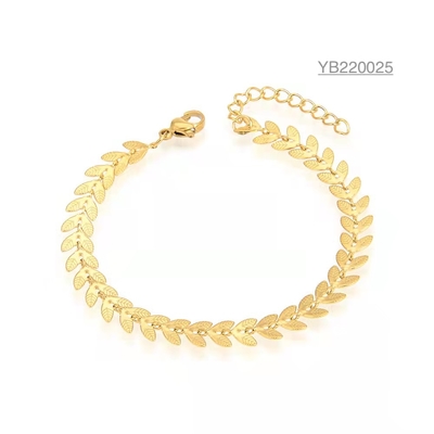 Correntes de mão de marca de luxo vintage ouro 14k 3d pulseira em forma de folha de aço inoxidável